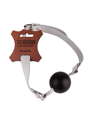 Кляп-шар на белых кожаных ремешках Sitabella 3091-3