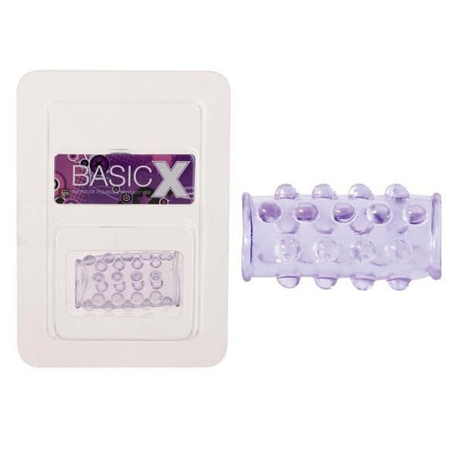 Фиолетовая насадка на пенис с пупырышками Dream Toys BASICX TPR SLEEVE PURPLE 0.7INCH 20679