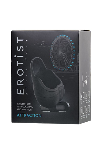 Чехол для мошонки с эрекционным кольцом и вибрацией Erotist Attraction Erotist 548005