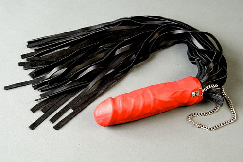 Чёрный флогер с красной ручкой-фаллосом Подиум Р15А