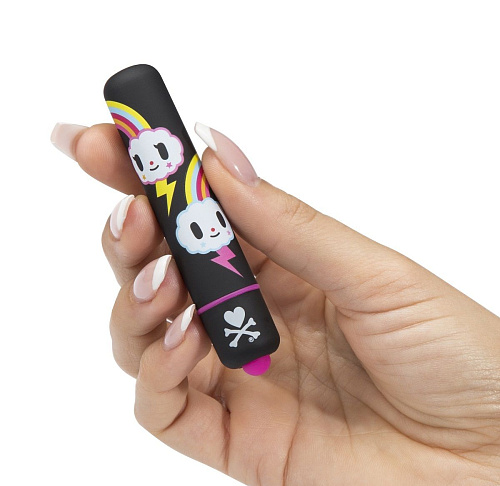 Чёрная вибропуля с тучками Tokidoki MINI BULLET VIBRATOR BLACK STORM CLOUDSE 27693