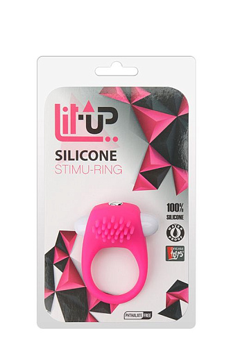 Розовое эрекционное кольцо с щеточкой Dream Toys LIT-UP SILICONE STIMU RING 521234