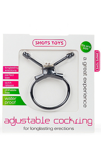 Чёрное утягивающее лассо Shots Media BV Adjustable CockringSHT156BLK