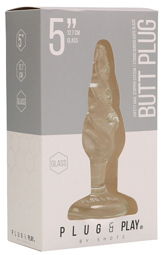 Прозрачная стеклянная витая анальная пробка Shots Media BV Rounded 5 Inch PLU006GLS (12,7 см)
