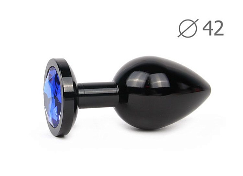 Коническая чёрная анальная втулка с синим кристаллом Anal Jewelry Plug BKL-13 (9,3 см)