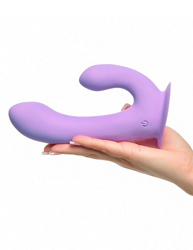 Сиреневый перезаряжаемый вибратор с клиторальным отростком Pipedream Duo Pleasure Wallbang-Her PD4938-12 (17,5 см)