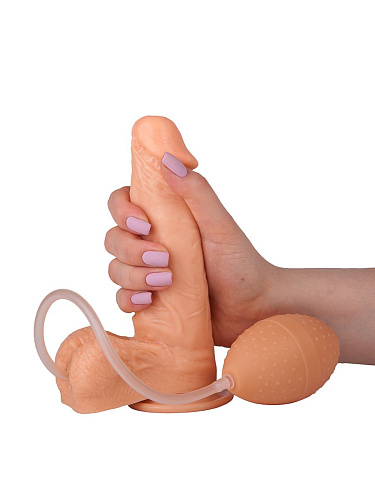 Телесный фаллоимитатор-реалистик с грушей для имитации эякуляции LOVETOY (А-Полимер) 181600 (16,5 см)