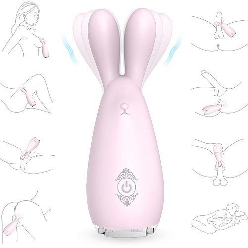 Нежно-розовый вибромассажёр с ушками S-HANDE REBA SHD-S081