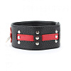 Чёрно-красный ошейник с клёпками БДСМ арсенал 55004