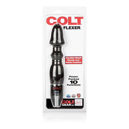 Чёрный рельефный вибромассажёр California Exotic Novelties COLT FLEXER SE-6908-03-2 (17 см)