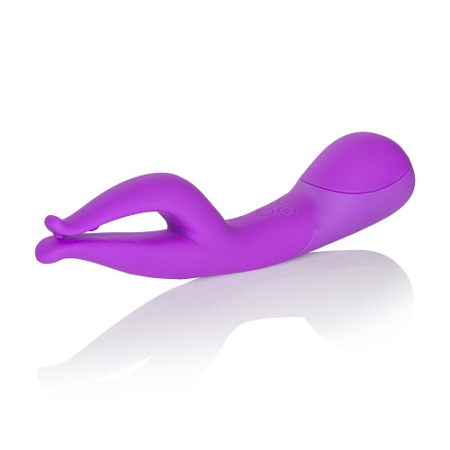 Фиолетовый вибромассажёр со стимуляцией клитора California Exotic Novelties Impress Dual Kiss SE-4440-14-3 (15 см)