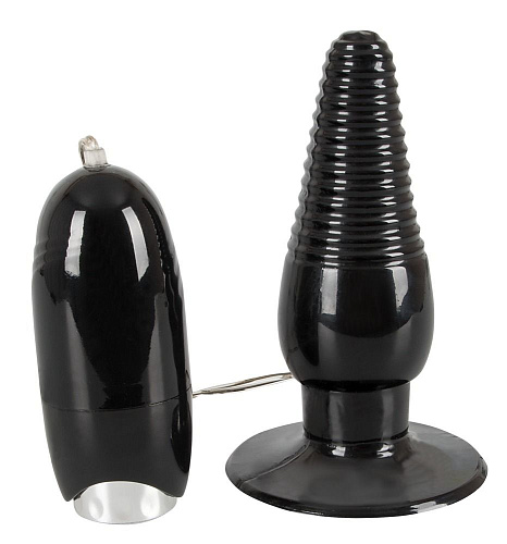 Анальная чёрная пробка с вибрацией и ротацией Ёska 0587605 (13 см)