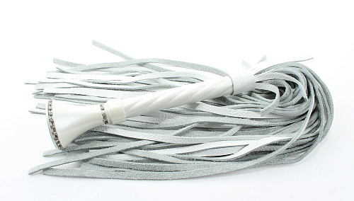 Роскошная белая плеть из кожи БДСМ арсенал 54038 (60 см)