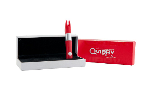 Красный клиторальный вибратор с 4Gb USB памяти и 7 режимами вибрации Qvibry QM2