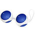 Сине-белые стеклянные вагинальные шарики в белой оболочке Shots Media BV Ben Wa Large CHR024BLU