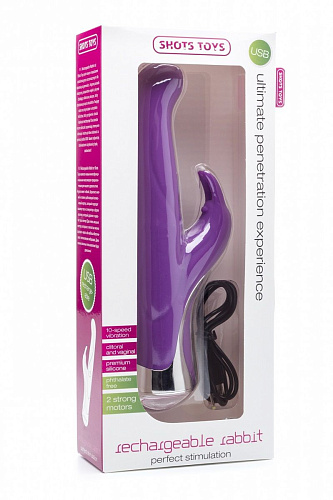 Фиолетовый перезаряжаемый вибратор Shots Media BV Rechargeable Rabbit Purple SHT233PUR (23,5 см)