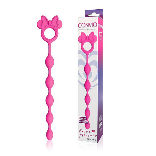 Розовая анальная цепочка с колечком-бантиком Bior toys CSM-23126 (23 см)