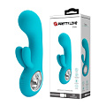 Бирюзовый вибратор с клиторальным отростком Baile Chris BI-014507-2 (15,4 см)