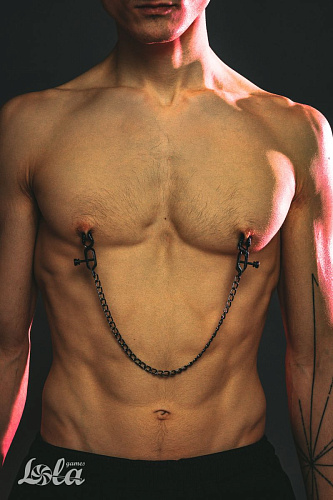 Чёрные зажимы на соски с цепочкой Lola toys Desire 1137-01lola