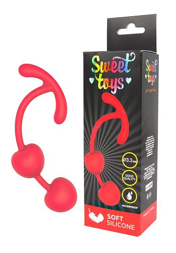 Красные силиконовые вагинальные шарики с ограничителем Bior toys ST-40135-3