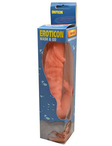 Телесный вибратор с дополнительным отростком Eroticon 30085 (21 см)