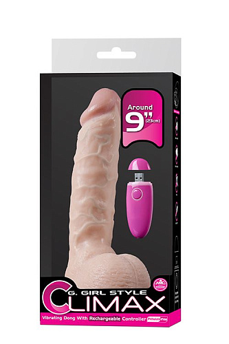 Телесный перезаряжаемый вибратор NMC G-GIRL 9INCH PVC RECHARGEABLE VIBRATOR 111728 (23 см)