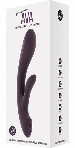 Фиолетовый вибратор с клиторальным отростком Shots Media BV Ava JIL007PUR (22 см)