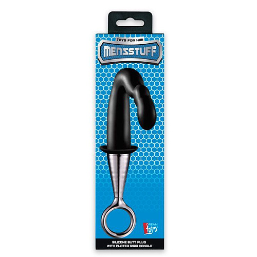 Чёрный изогнутый анальный плаг Dream Toys PROSTATE PLUG PLATED HANDLE 21611