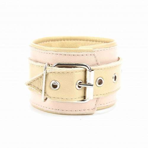 Бежевые кожаные наручи БДСМ арсенал 51031ars