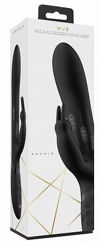 Чёрный вибромассажёр-кролик Shots Media BV Amoris VIVE020BLK (23 см)