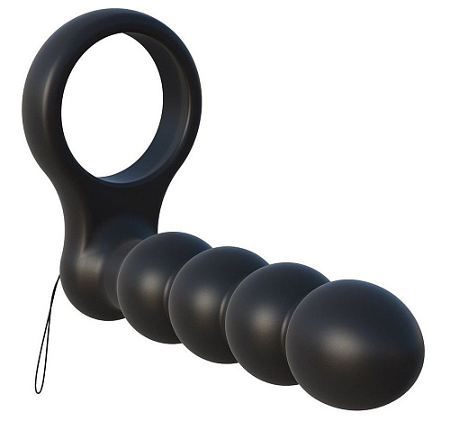 Чёрное эрекционное кольцо с анальным вибратором и пультом ДУ Pipedream PD5926-23