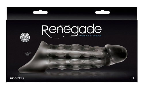 Фактурная прозрачная насадка с закрытой головкой и подхватом NS Novelties Renegade Power Extension NSN-1115-31 (21 см)