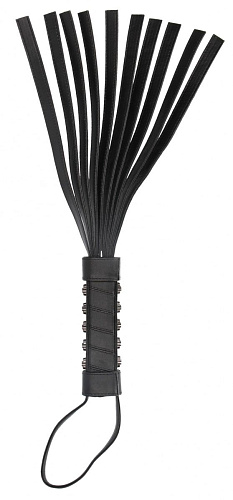 Чёрная плетка с металлическим декором в виде черепов Shots Media BV OU312BLK (53 см)