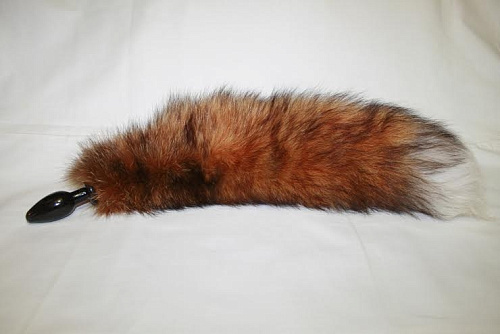 Чёрная анальная пробка с тонированным лисьим хвостом Wild Lust BF60black/greyrh