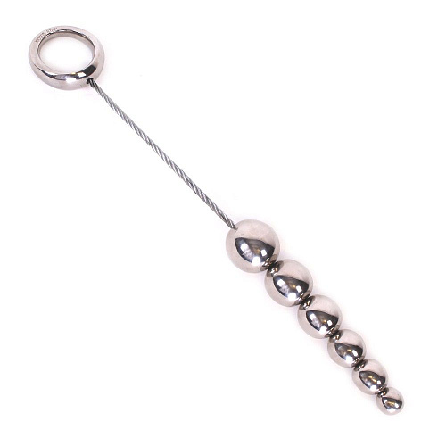 Серебристые металлические подвижные анальные шарики O-Products Anal Movable 6-Balls With Ring OPR-277009 (32 см)