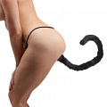 Анальная пробка с чёрным длинным кошачьим хвостиком XR Brands Faux Cat Tail Butt Plug AE285 (10 см)
