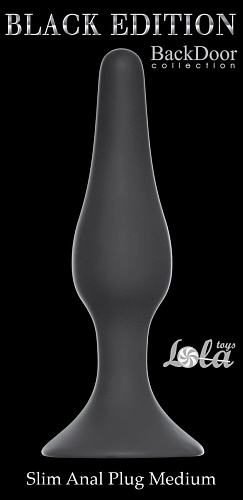 Чёрная анальная пробка Lola toys Slim Anal Plug Medium 4206-01Lola (11,5 см)