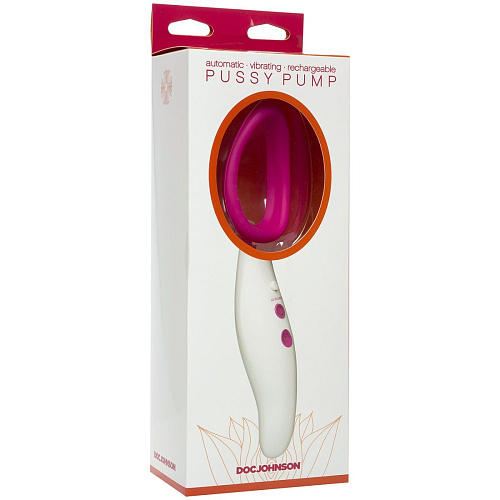 Женская бело-розовая вибропомпа Doc Johnson Automatic Vibrating Rechargeable Pussy Pump 0615-05-BX