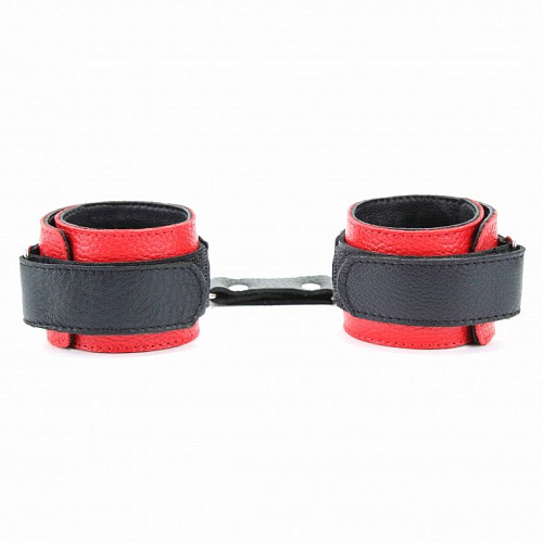Красно-чёрные кожаные наручи БДСМ арсенал 51002ars