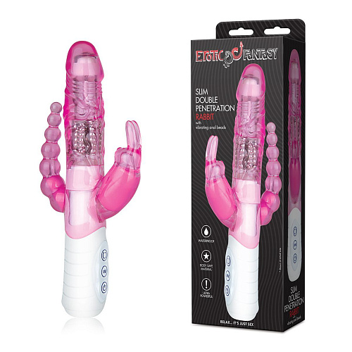 Розовый вибратор хай-тек для тройной стимуляции Erotic Fantasy HT-R7 (26 см)