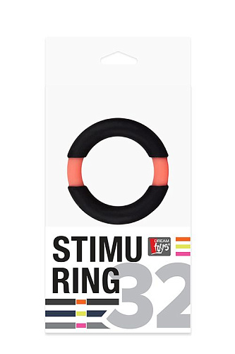 Чёрное эрекционное кольцо Dream Toys NEON STIMU RING 32MM BLACK/ORANGE 21037