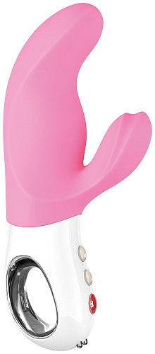 Нежно-розовый вибратор с клиторальным отростком Fun Factory MiSS Bi 1201031 (17 см)