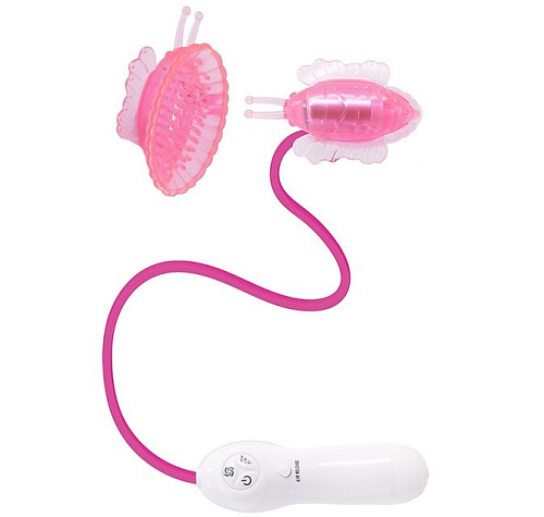 Розовая вибробукашка для клитора с вакуумным всасыванием Seven Creations 16-63CPK/WH BX