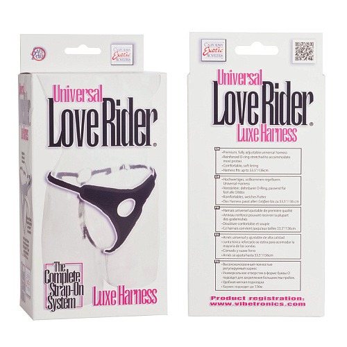 Чёрные трусы для страпона с универсальным креплением California Exotic Novelties Universal Love Rider Luxe Harness SE-1498-52-3