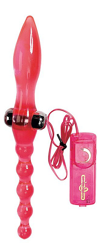 Розовый двухсторонний анальный стимулятор с вибрацией Seven Creations 2K299VCPR BCD GP (31 см)