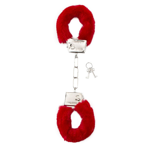 Меховые красные наручники Shots Media BV SHT255RED