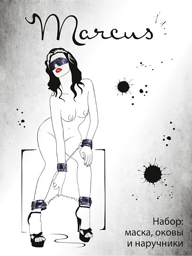 Кружевной набор пурпурного цвета: наручники, оковы и маска ToyFa 716023