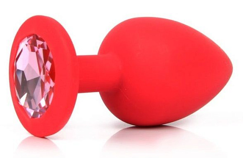 Красная силиконовая пробка с розовым кристаллом Vandersex 122-3RP (9,2 см)