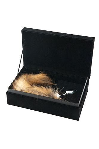 Малая серебристая анальная втулка с большим рыжим хвостом ToyFa 712023 (8,5 см)