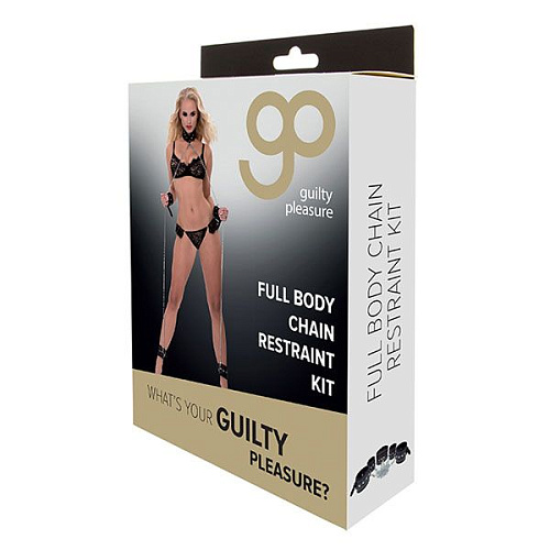 Чёрный комплект наручей и поножей Blush Novelties FULL BODY CHAIN RESTRAINT KIT 520068